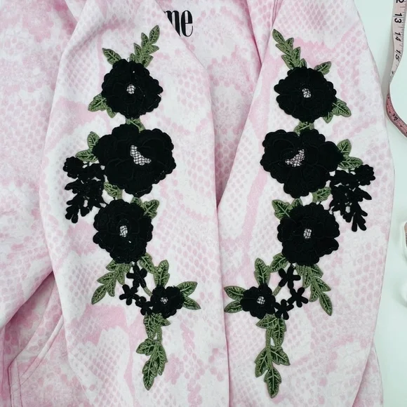 Civilregime Snakeskin Print Embroidered Floral Hoodie L Pink Black Cotton Blend - Picture 6 of 11